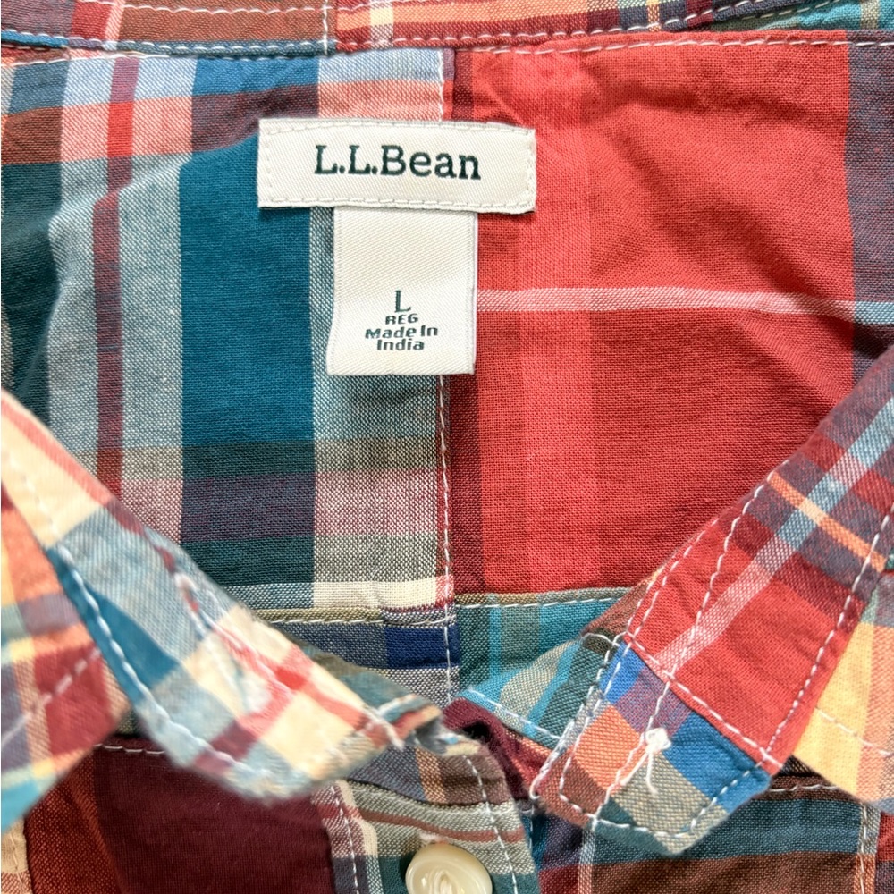 Ll Bean Plaid Patchwork Long Sleeve Button Up Shi… - image 6